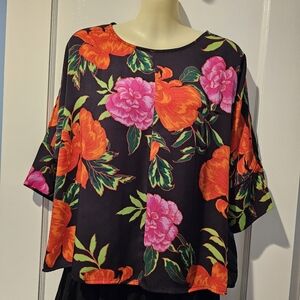 Floral Black Top